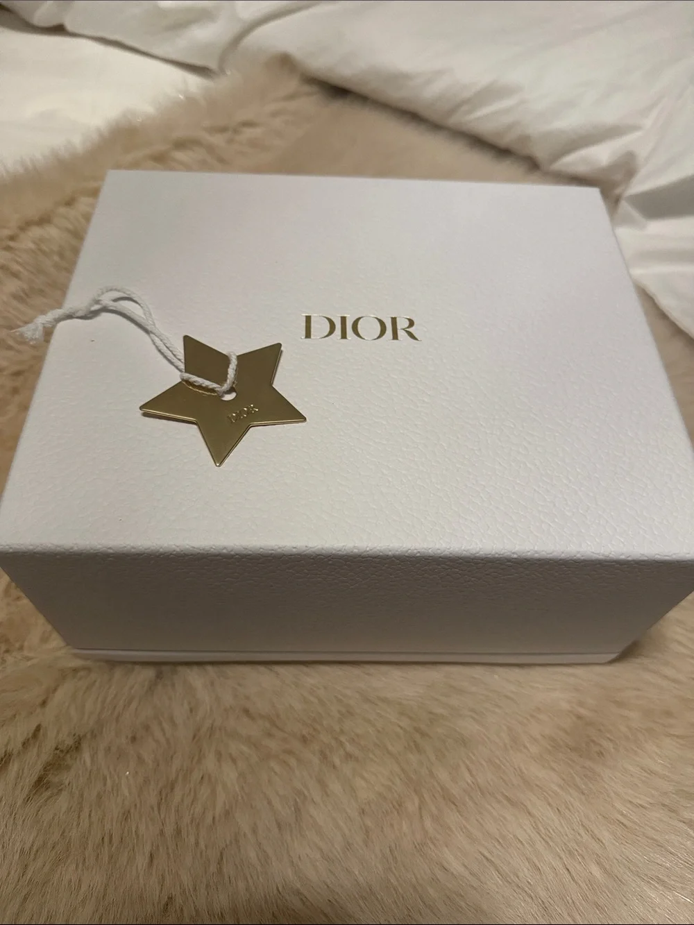 Dior White Box with Gold Star Tag